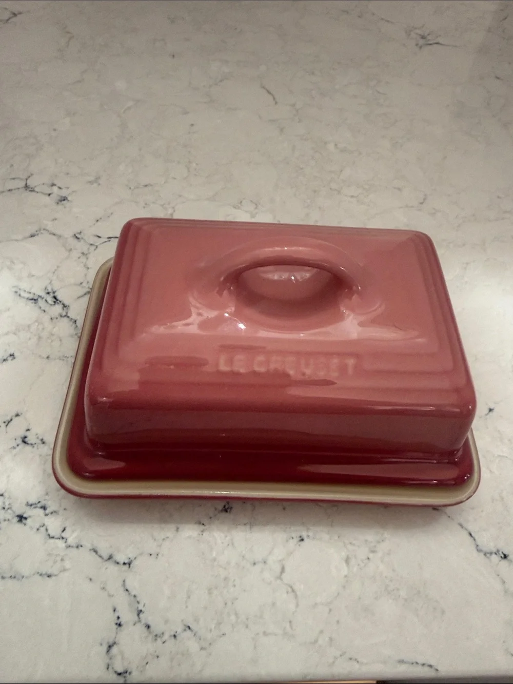 Le Creuset Rose Quartz Stoneware Butter Dish with Cream Base